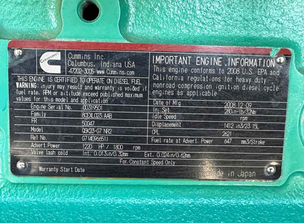 Cummins DQCA Standby Diesel Generator - Tier 2